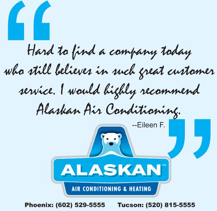 Alaskan Air Conditioning and Heating testimonial "hard to find a company today who still believes in such great customer service. I would highly recommend Alaskan Air Conditioning - Eileen"
