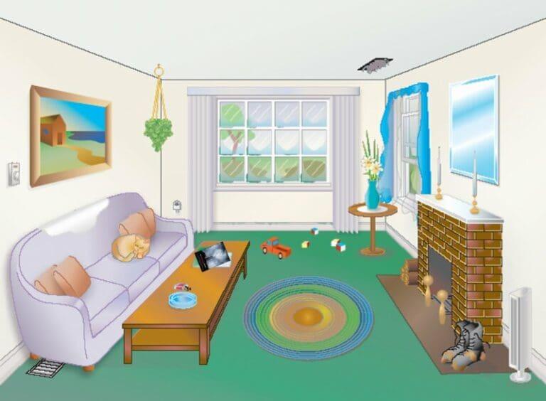 Cartoon of living room